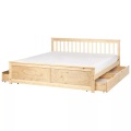 Beliani, Beliani - Bett mit Schubladen aus Kiefernholz Skandinavisch OLENDON, 180x200 cm, Light Beige