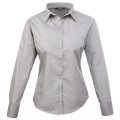 Popeline Bluse Arbeitshemd, Langärmlig Damen Silber 46