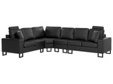 Ecksofa Aus Echtleder Glamourös Stockholm Unisex Charcoal Black ONE SIZE