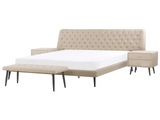 Schlafzimmer Set Aus Kunstleder Essonne Unisex Light Beige 180x200 cm