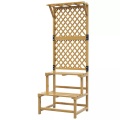 Northio - Pflanzenständer Aus Holz, Blumentreppe Mit 2 Ebenen, Rankhilfe, Blumenregal, Pflanzentreppe, Für Garten, Terrasse, Gelb, 60 X 50 X 166 Cm, 75 CM