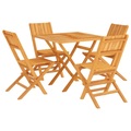 vidaXL 5-tlg. Garten-Essgruppe Massivholz Teak