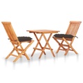 vidaXL 3-tlg. Bistro-Set mit Taupe Kissen Massivholz Teak