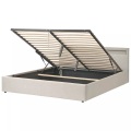 Beliani - Bett mit Stauraum und LED-Beleuchtung aus Stoff ARMELLE, 180x200 cm, Perle
