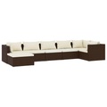 vidaXL 7-tlg. Garten-Lounge-Set mit Kissen Poly Rattan Braun