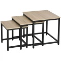 Northio - 3er-Set Couchtisch, Beistelltisch, Satztisch mit Stahlrahmen, Sofatisch, Kaffeetisch, Wohnzimmertisch Holzoptik, Natur, One Size