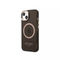 Guess - iPhone 14 Plus MagSafe Hardcase Hülle Metal Outline (GUHMP14MHTCMK) - Schwarz / Gold