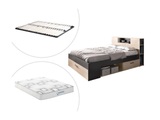 Vente-unique, Bett mit Stauraum & Schubladen + Lattenrost + Matratze - 160 x 200 cm - Naturfarben & Anthrazit - LEANDRE Bett mit Stauraum & Schubladen + Lattenrost + Matratze - 160 x 200 cm - Naturfarben & Anthrazit - LEANDRE