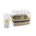 Set Aus 6 Gläsern Mit Bienenmuster Und Korb Unisex ONE SIZE