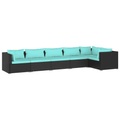 vidaXL 6-tlg. Garten-Lounge-Set mit Kissen Poly Rattan Schwarz