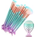 Make-up Pinsel Set, 11 Pinsel - Mermaid Unisex Blau ONE SIZE