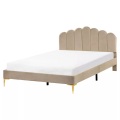 Beliani - Bett mit Lattenrost aus Samtstoff  SAUVIAN, 160X200CM, Taupe