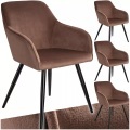 4er Set Stuhl Marilyn Samtoptik, schwarze Stuhlbeine - braun/schwarz