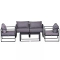 Northio - Vierteiliges Gartenmöbel Set, Sitzgruppe, Sofa Mit Sitzkissen, Tisch Mit Stauraum, Polyester, Grau, 138 X 69 X 63 Cm, 4 Stück