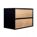 Waschbeckenunterschrank hängend - 80 cm - Holzfarben & Schwarz - LANNICK Waschbeckenunterschrank hängend - 80 cm - Holzfarben & Schwarz - LANNICK
