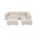 Großes Ecksofa & Hocker - Ecke rechts - Cord - Beige - BORORE Großes Ecksofa & Hocker - Ecke rechts - Cord - Beige - BORORE