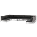 vidaXL 9-tlg. Garten-Lounge-Set mit Auflagen Poly Rattan Dunkelgrau