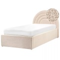Beliani - Bett mit Stauraum aus Bouclé Retro ANET, 90x200 cm, Perle