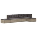 vidaXL 6-tlg. Garten-Lounge-Set mit Kissen Grau Poly Rattan