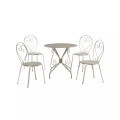 Vente-unique, Vente-unique - Garten-Essgruppe: Tisch + 4 stapelbare Stühle - Metall in Eisenoptik - Beige - GUERMANTES von MYLIA, One Size