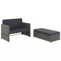 Diverse Hardware, 2-tlg. Garten-Lounge-Set mit Auflagen Poly Rattan Grau