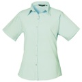 Kurzarm Popeline Bluse Arbeitshemd Damen Aquamarine 50