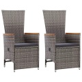 vidaXL Garten-Liegestühle 2 Stk. mit Auflagen Poly Rattan Grau