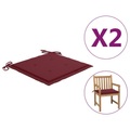 vidaXL, vidaXL Gartenstuhl-Sitzkissen 2 Stk. Weinrot 50x50x4 cm Stoff