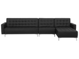 Beliani Modulsofa Kunstleder Schlaffunktion schwarz linksseitig ABERDEEN