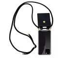 Cadorabo Handy Kette für Apple iPhone 11 PRO MAX (XI PRO MAX) in SCHWARZ - Silikon Necklace Umhänge Hülle mit Gold Ringen, Kordel Band Schnur und a...