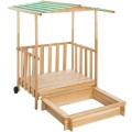 Sandkasten und Spielveranda mit Dach Grün