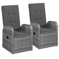 vidaXL Garten-Liegestühle 2 Stk. mit Auflagen Poly Rattan Grau