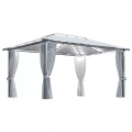 vidaXL Pavillon mit Vorhängen & LED-Lichterkette 400x300 cm Creme Alu