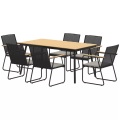 Northio, Northio - Sitzgruppe 7-teilig Metall Essgruppe für 6 Personen Esstisch mit Tisch Stühlen Esszimmergruppe Küchentisch-Set Metallgestell Balkonmöbel Gartenmöbel Terrasse, Balkon Naturholz Aosom, 90cm
