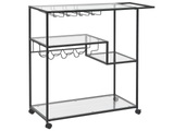 Beliani Servierwagen Metall / Glas schwarz mit Weinregal 4 Etagen MARCOLA