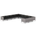 vidaXL 11-tlg. Garten-Lounge-Set mit Auflagen Poly Rattan Dunkelgrau