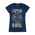 Marvel, Captain Druck Und Schild Tshirt Damen Marine L