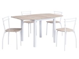 Set Tisch + 4 Stühle - MDF & Metall - Holzfarben & Weiß - MAEWIN Set Tisch + 4 Stühle - MDF & Metall - Holzfarben & Weiß - MAEWIN