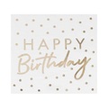 Ginger Ray, Happy Birthday Servietten Metallisch Gold Happy Birthday Servietten Metallisch Gold