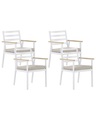 Beliani Gartenstuhl Aluminium weiss Auflagen beige 4er Set CAVOLI