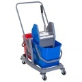 Northio - Putzwagen Reinigungswagen Mit 2 Eimern & 4 Rollen, Metall/Pp, Blau/Rot, 73X45X92Cm Für Effiziente Sauberkeit