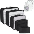 8-teiliger Kofferorganisator, Packwürfel Für Reisen Und Urlaub, Reiseorganisator Mit Kosmetiktasche, Schuhsack, Kofferorganisator-set Für Die Aufbewahrung Zu Hause (8 Schwarz) Damen Schwarz ONE SIZE