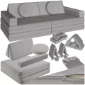 TecTake, Tectake - Spielsofa Lilly, 8-teilig, mit Schlaffunktion, 120cm, Grau