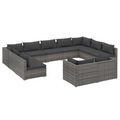 vidaXL 11-tlg. Garten-Lounge-Set mit Kissen Grau Poly Rattan