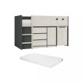 Kombi-bett 90 X 190 Cm - Mit Schreibtisch & Stauraum - Anthrazit & Hellgraue Holzoptik + Matratze - Sagiti Unisex Grau 90X190CM
