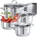 TecTake, Tectake - Kochtopfset Bologna Edelstahl 7-tlg., für Induktion geeignet, 6 L, Silber