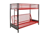 Vente-unique, Hochbett mit Schlafsofa - 90 x 190 cm - Metall - Rot & Schwarz - MODULO V Hochbett mit Schlafsofa - 90 x 190 cm - Metall - Rot & Schwarz - MODULO V