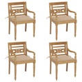 vidaXL Batavia-Stühle mit Kissen 4 Stk. Massivholz Teak