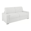 LINEA SOFA - Schlafsofa mit Matratze 2-Sitzer Kunstleder - Weiß - Liegefläche mit Lattenrost: 120 cm - Matratzenhöhe: 14 cm mit Memory Schaum - CALITO, One Size, Weiss