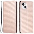 iPhone 15 Plus - Carbon Look Flip Case Hülle